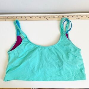 NEW Basta Surf Reversible Bikini Top size medium teal blue modest bright purple
